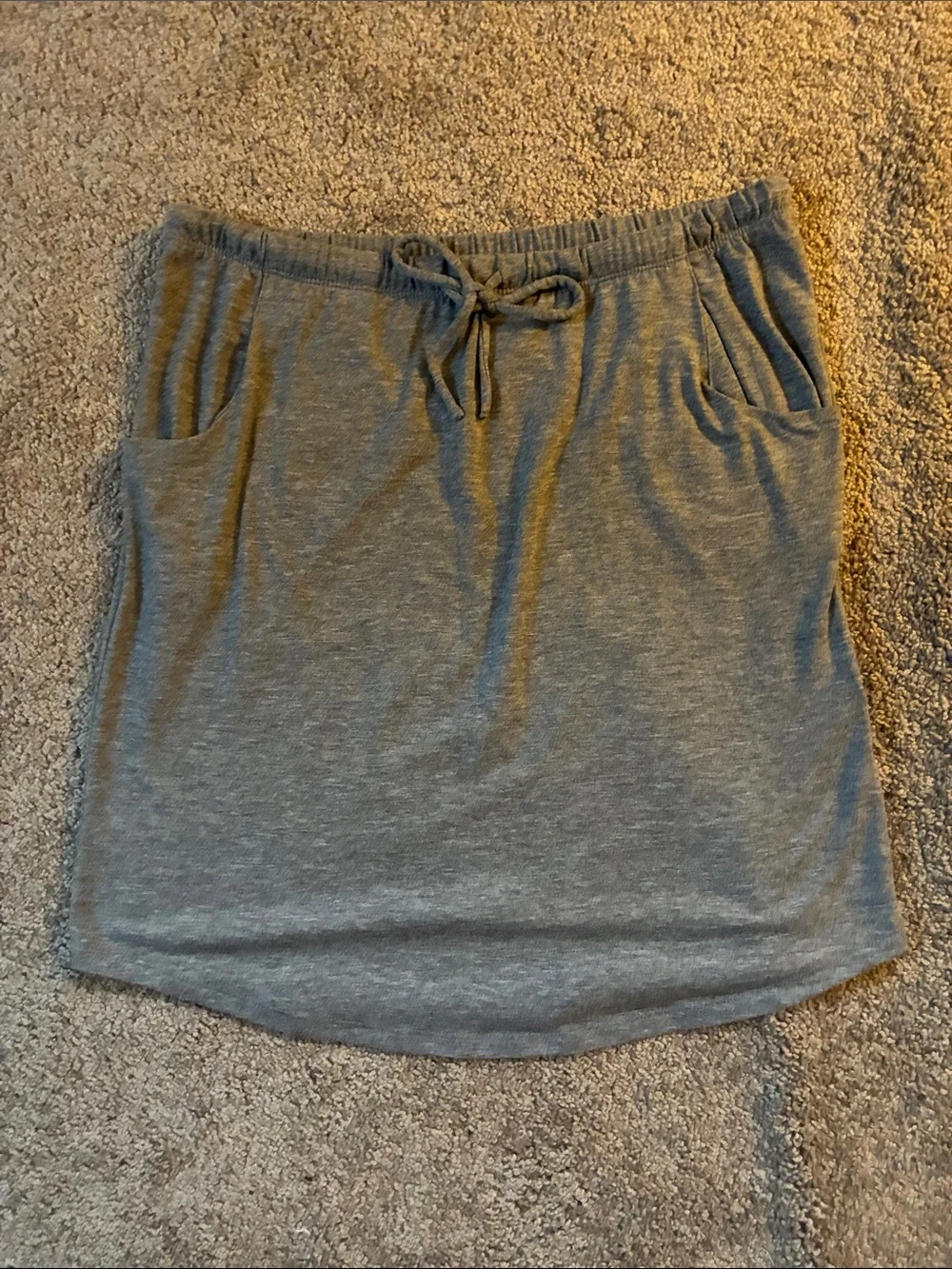 Casual Drawstring Jersey Skirt - Gray - Picture 1 of 6